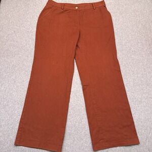 St. John Sport Marie Gray Wide Leg Pants Womens 34x31 Orange High Rise‎ Straight